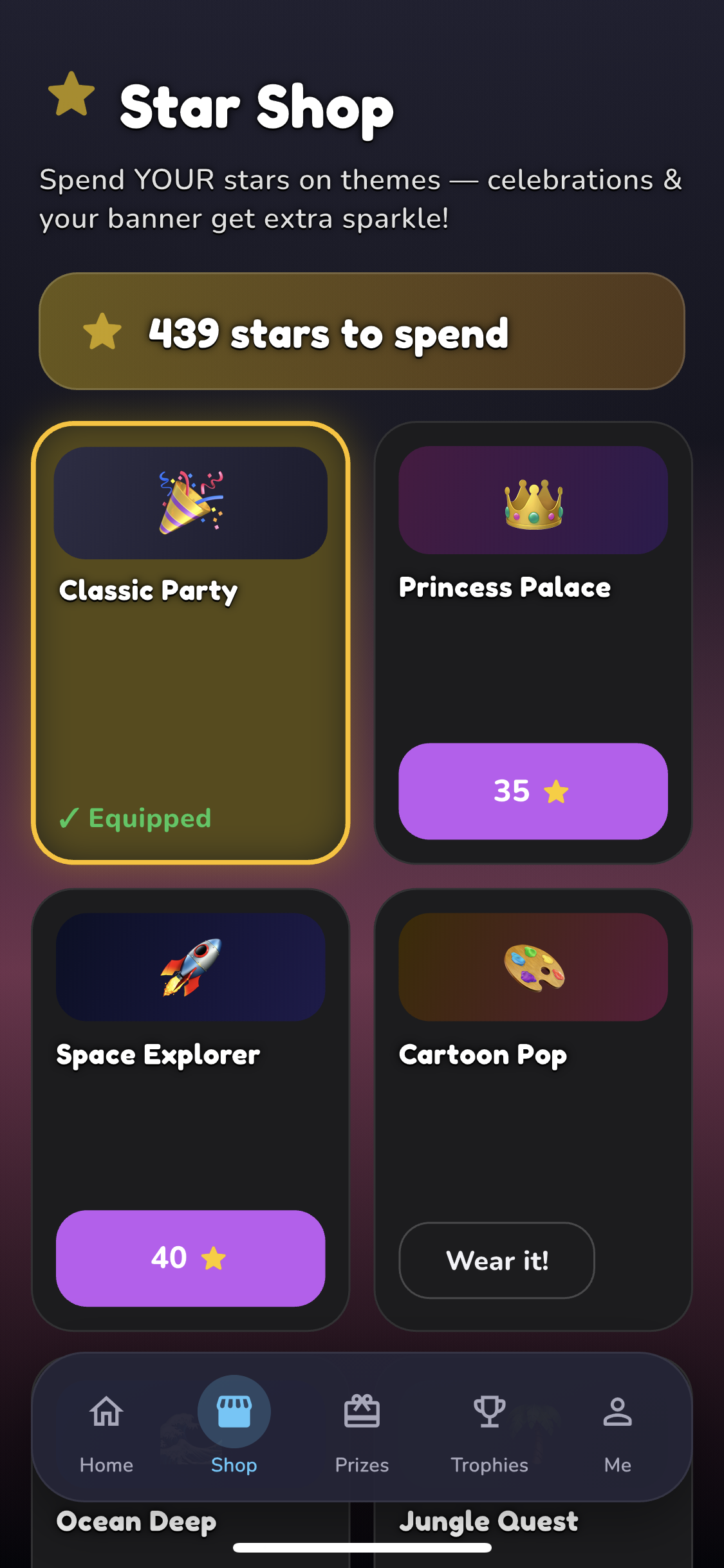 Done-it Star Store where kids redeem stars for themes.