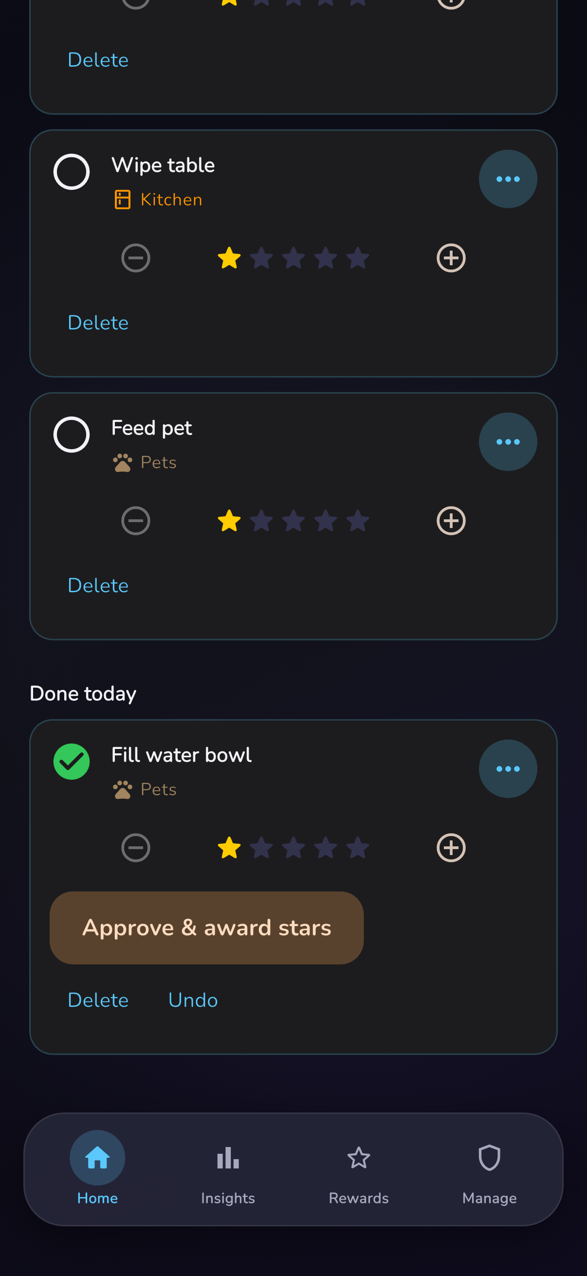 Done-it parent tools for chores and rewards.